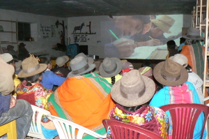 Foto van een microcinema in Peru.
