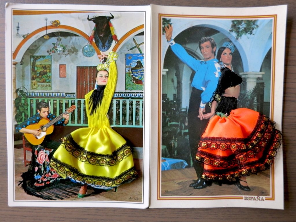 Ansichtkaart van flamencodansers in Spanje.